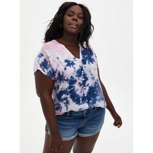 Torrid Challis Button-Front Dolman Sleeve Top Size 2 BG2054